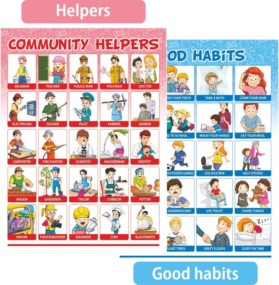 All-in-One Educational Wall Chart Set for Kids (Set of 16)