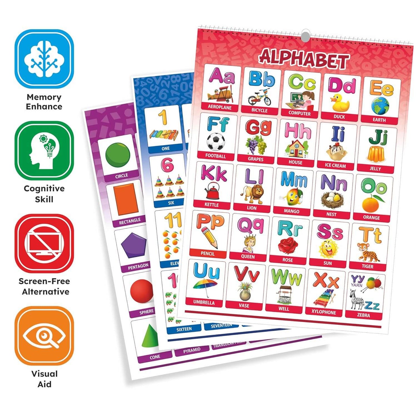 All-in-One Educational Wall Chart Set for Kids (Set of 16)