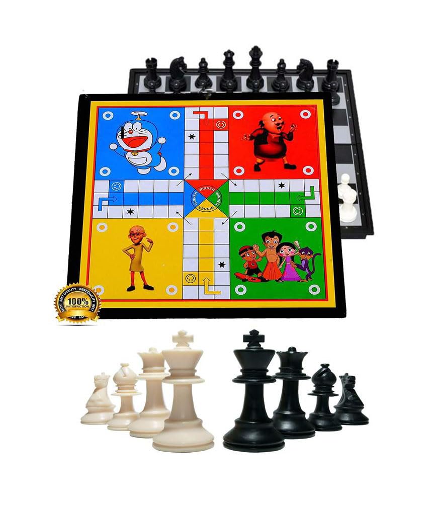 3-in-1 Wooden Board Game Set – Ludo, Chess & Snake & Ladders