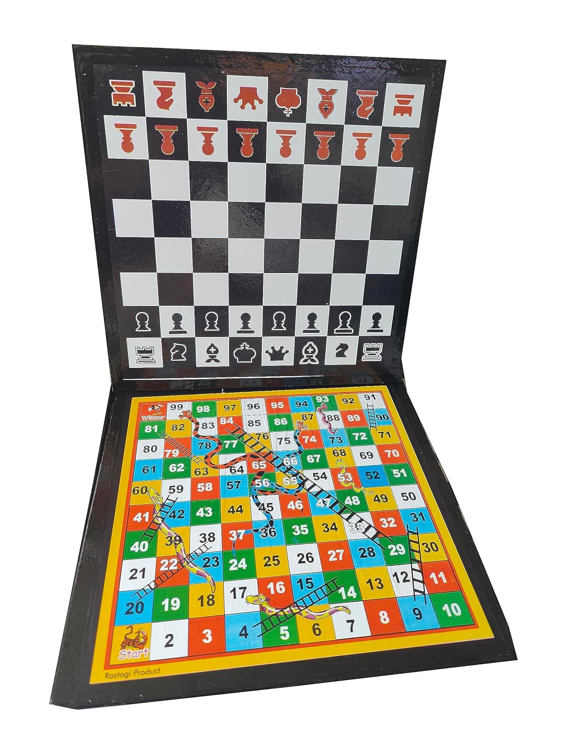3-in-1 Wooden Board Game Set – Ludo, Chess & Snake & Ladders